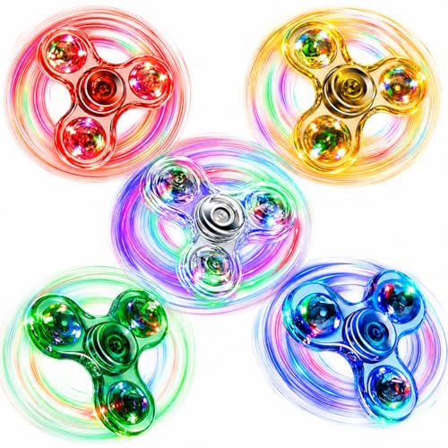 FIGROL 5-Pack Light Up Fidget Spinners – Glow in the Dark LED Toys for Kids, Party Favors & Classroom Prizes