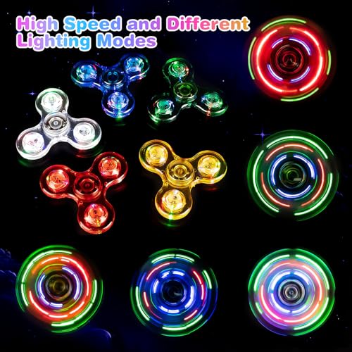FIGROL 5-Pack Light Up Fidget Spinners – Glow in the Dark LED Toys for Kids, Party Favors & Classroom Prizes