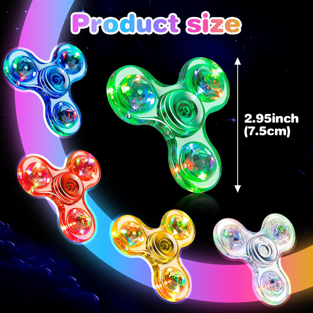 FIGROL 5-Pack Light Up Fidget Spinners – Glow in the Dark LED Toys for Kids, Party Favors & Classroom Prizes