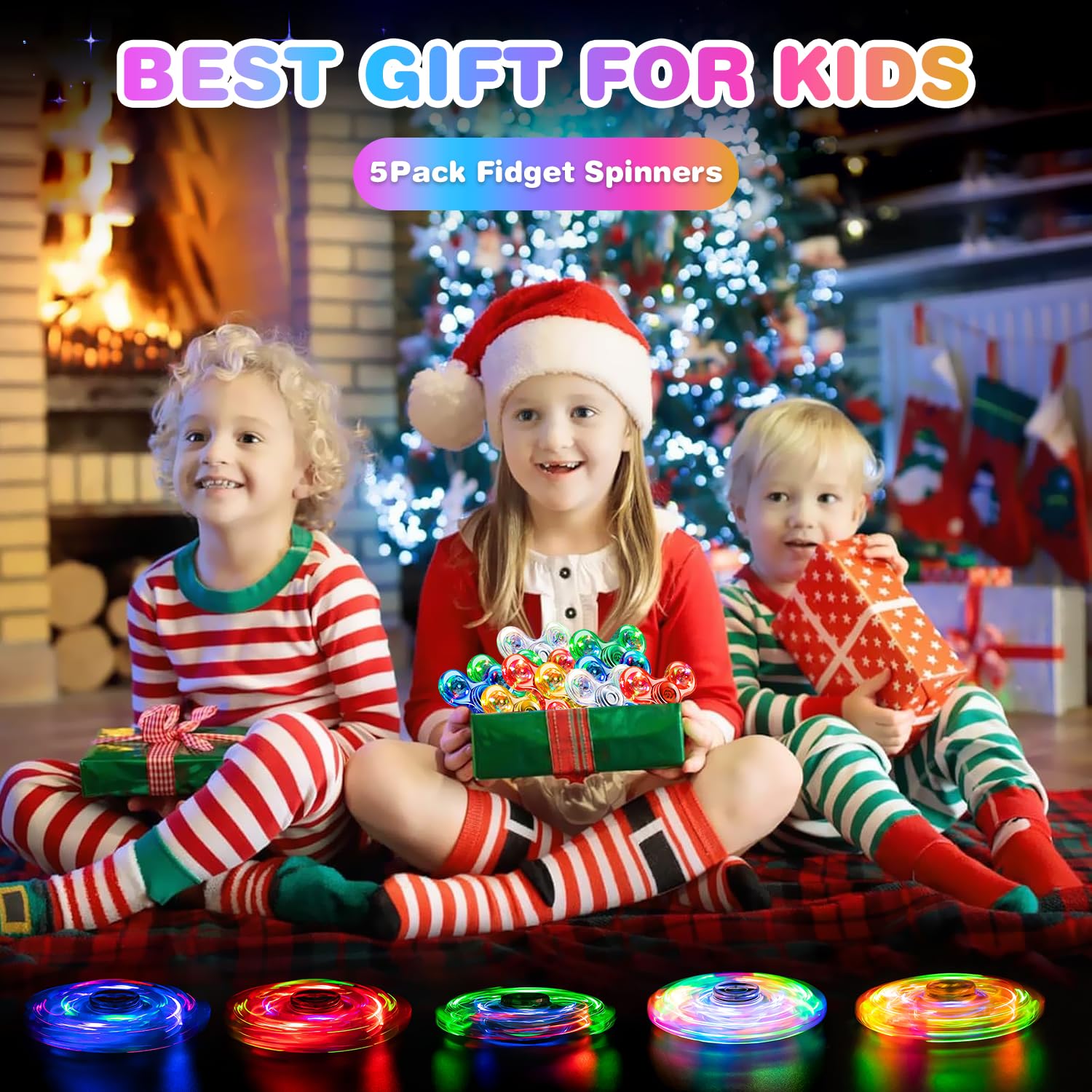 FIGROL 5-Pack Light Up Fidget Spinners – Glow in the Dark LED Toys for Kids, Party Favors & Classroom Prizes