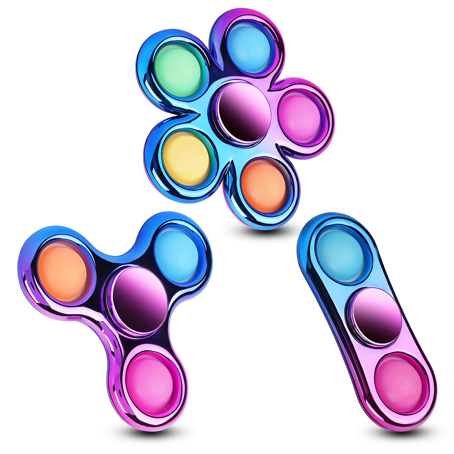 Figrol Fidget Spinner 3 Pack – Pop Fidget Toys for Stress Relief and Focus