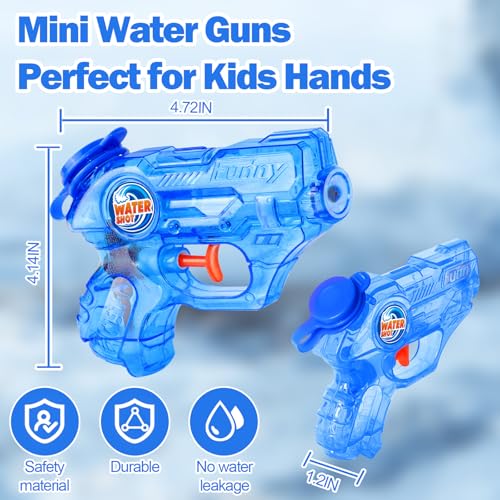 Fikamd 4-Pack Mini Water Guns for Kids – 6.8 oz Capacity, 20-23ft Range, Safe ABS Plastic