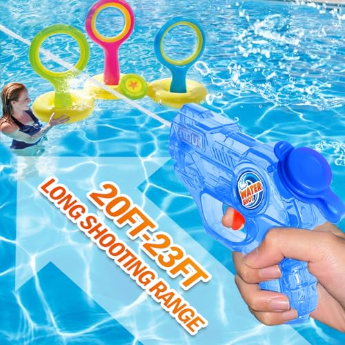 Fikamd 4-Pack Mini Water Guns for Kids – 6.8 oz Capacity, 20-23ft Range, Safe ABS Plastic
