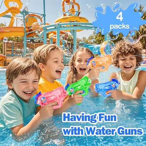 Fikamd 4-Pack Mini Water Guns for Kids – 6.8 oz Capacity, 20-23ft Range, Safe ABS Plastic