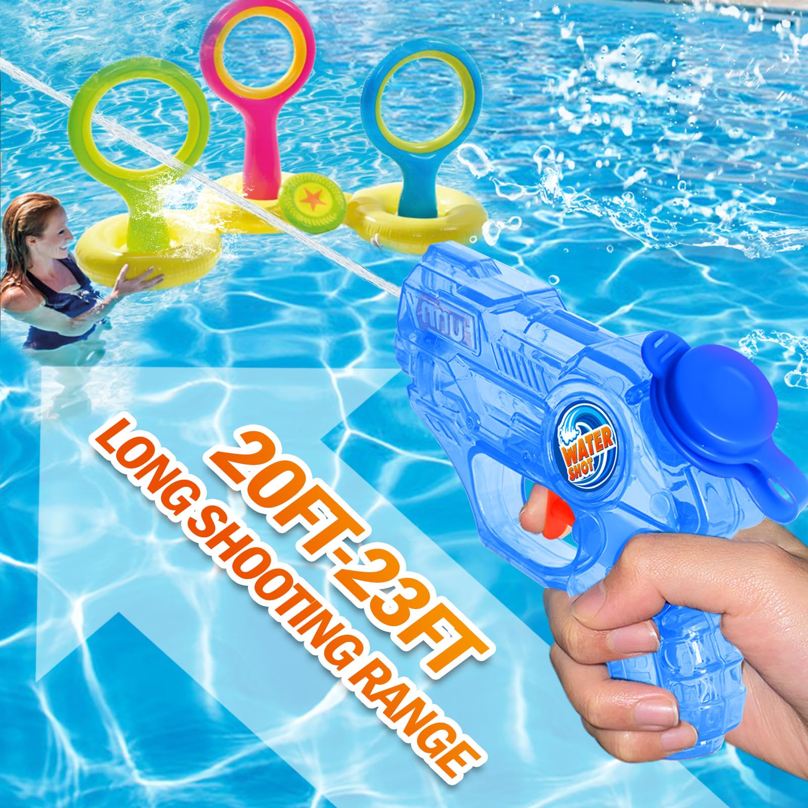 Fikamd 4-Pack Mini Water Guns for Kids – 6.8 oz Capacity, 20-23ft Range, Safe ABS Plastic