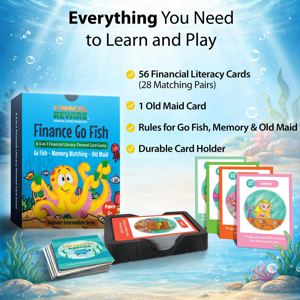 Finance Go Fish – 3-in-1 Financial Literacy Card Game for Kids Ages 5–12