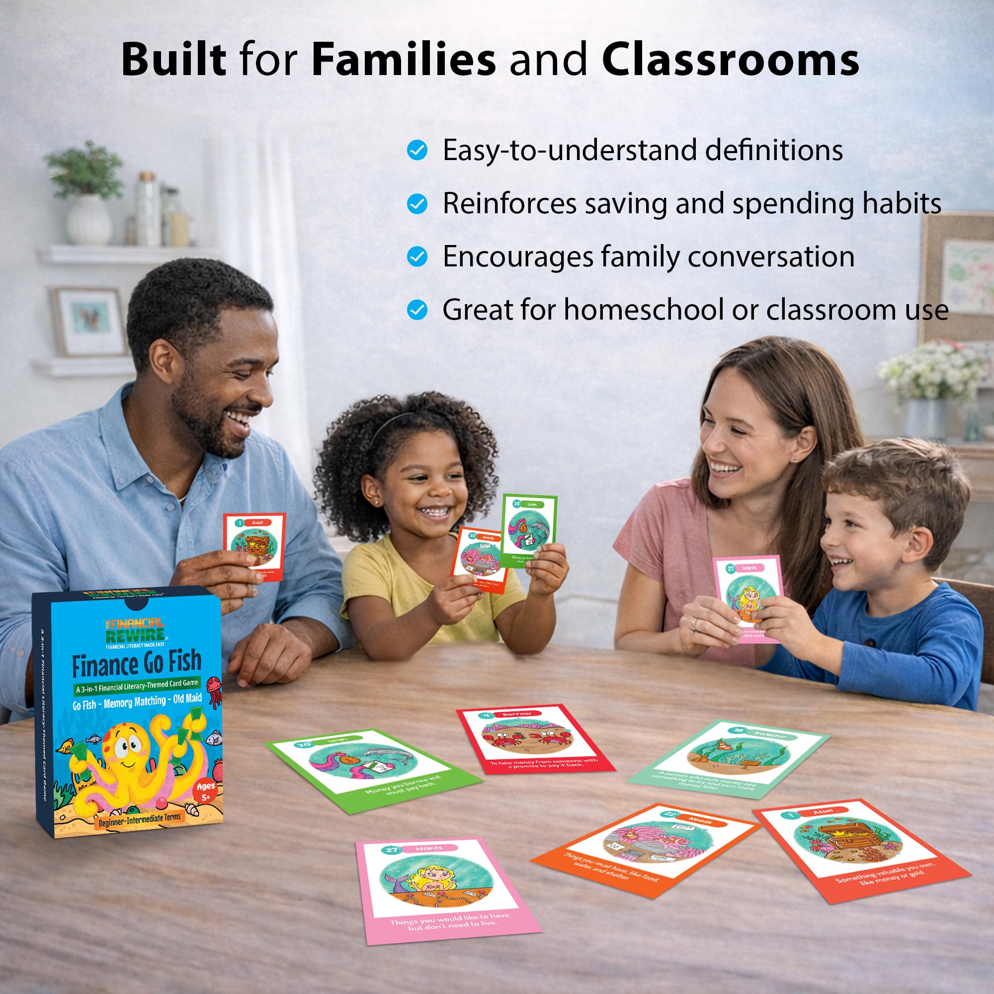 Finance Go Fish – 3-in-1 Financial Literacy Card Game for Kids Ages 5–12