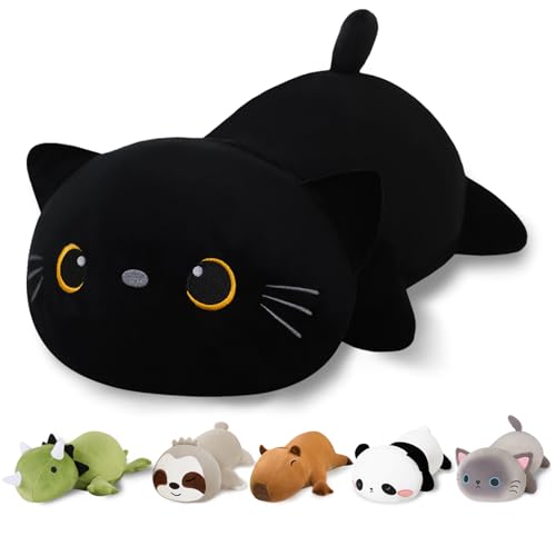Finebee Weighted Black Cat Plush – Soft, Cute, 9.8 Inches, 0.8 lbs – Great Gift for Kids & Adults