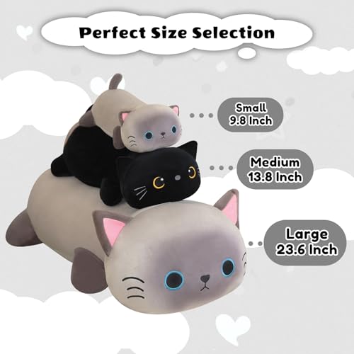 Finebee Weighted Black Cat Plush – Soft, Cute, 9.8 Inches, 0.8 lbs – Great Gift for Kids & Adults