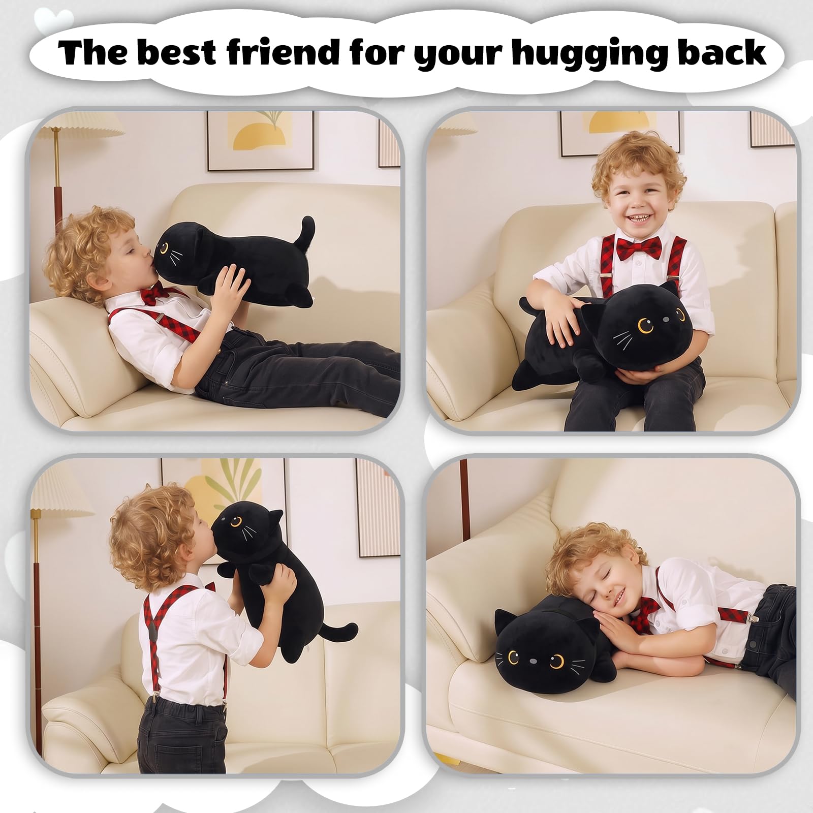 Finebee Weighted Black Cat Plush – Soft, Cute, 9.8 Inches, 0.8 lbs – Great Gift for Kids & Adults