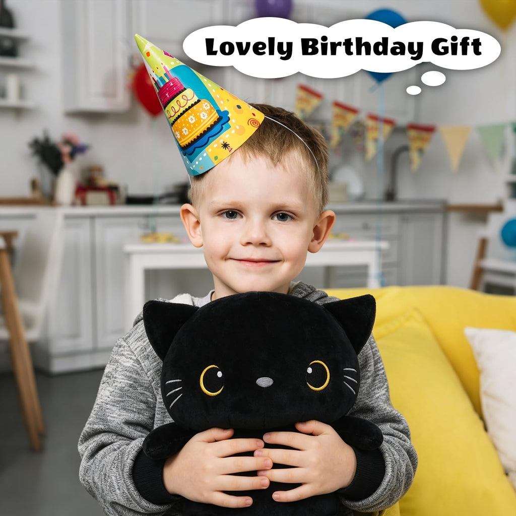 Finebee Weighted Black Cat Plush – Soft, Cute, 9.8 Inches, 0.8 lbs – Great Gift for Kids & Adults