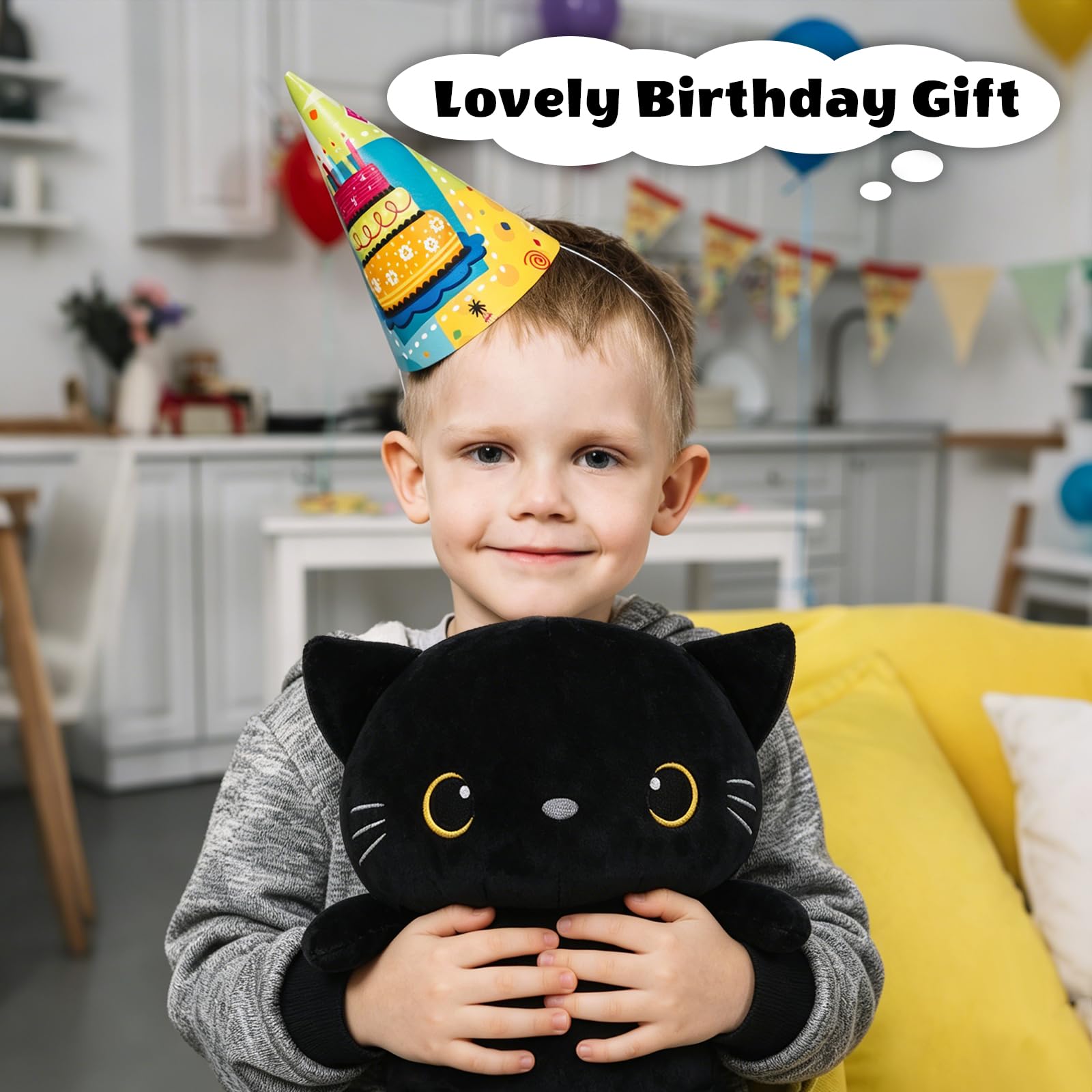 Finebee Weighted Black Cat Plush – Soft, Cute, 9.8 Inches, 0.8 lbs – Great Gift for Kids & Adults