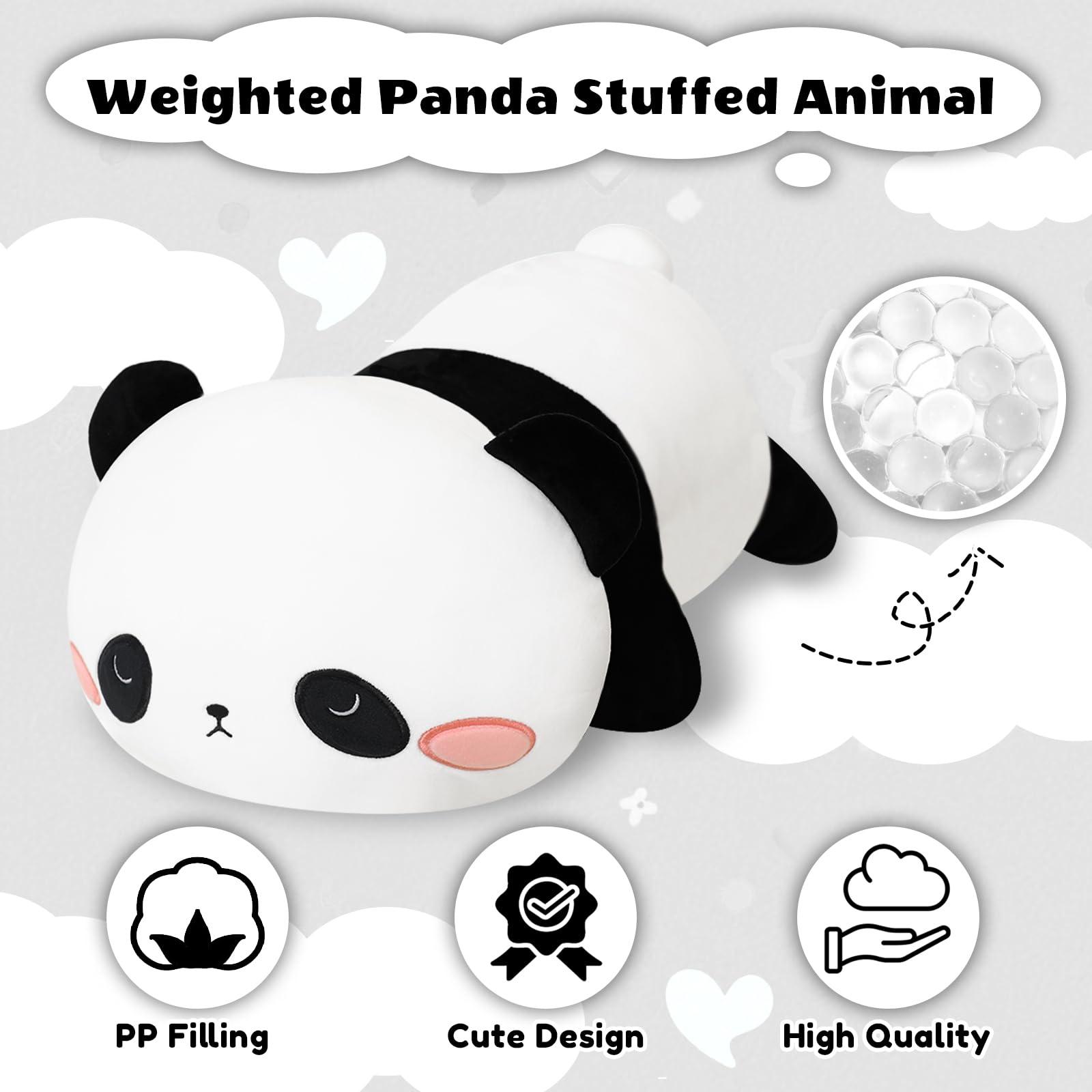Finebee Weighted Panda Stuffed Animal 9.8 Inch - Soft Comfort Plush Toy for Kids and Adults