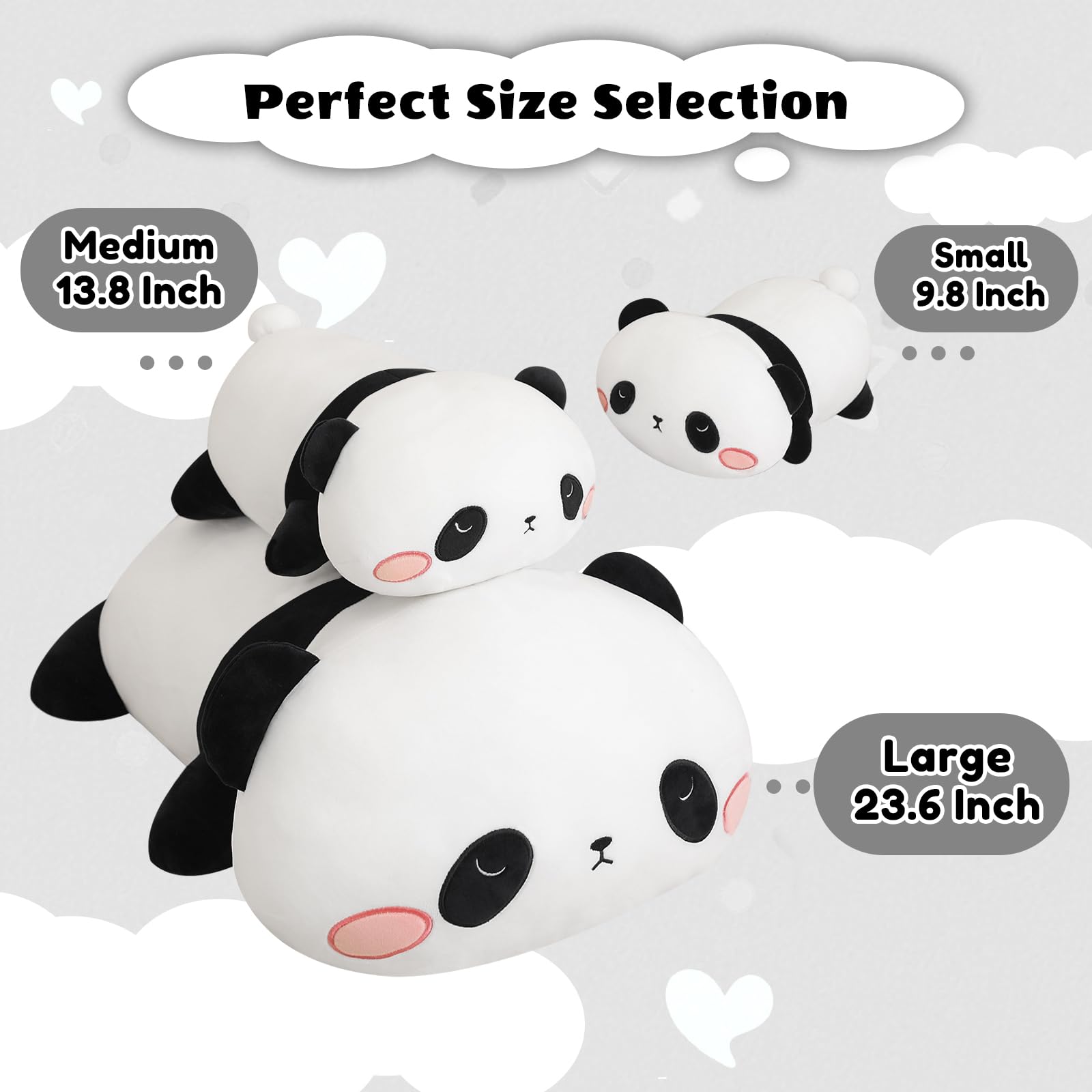 Finebee Weighted Panda Stuffed Animal 9.8 Inch - Soft Comfort Plush Toy for Kids and Adults