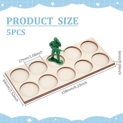 FINGERINSPIRE 5 Pack 10-Hole War Unit Tray for 25mm Bases – Wooden Rectangle Formation Movement Trays