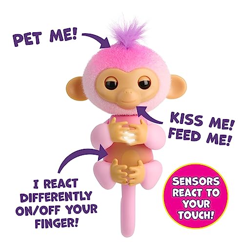 Fingerlings Harmony Interactive Baby Monkey – Pink, 70+ Sounds, Touch Sensors, Soft Fur