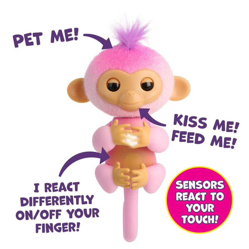 Fingerlings Harmony Interactive Baby Monkey – Pink, 70+ Sounds, Touch Sensors, Soft Fur