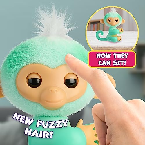 Fingerlings Interactive Baby Monkey Ava (Teal) – 70+ Sounds & Reactions, Touch Sensor Toy for Kids 5+