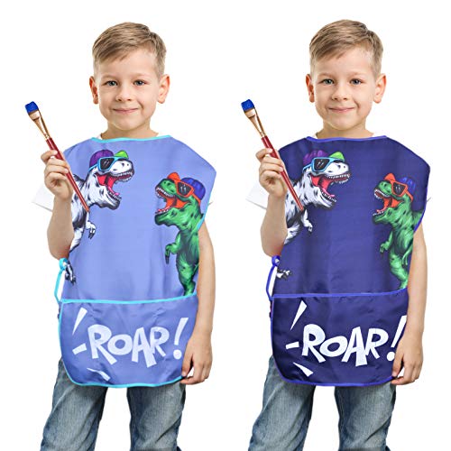 Fiodrimy Kids Art Smock – Waterproof Painting Apron with Pockets for Ages 2-7