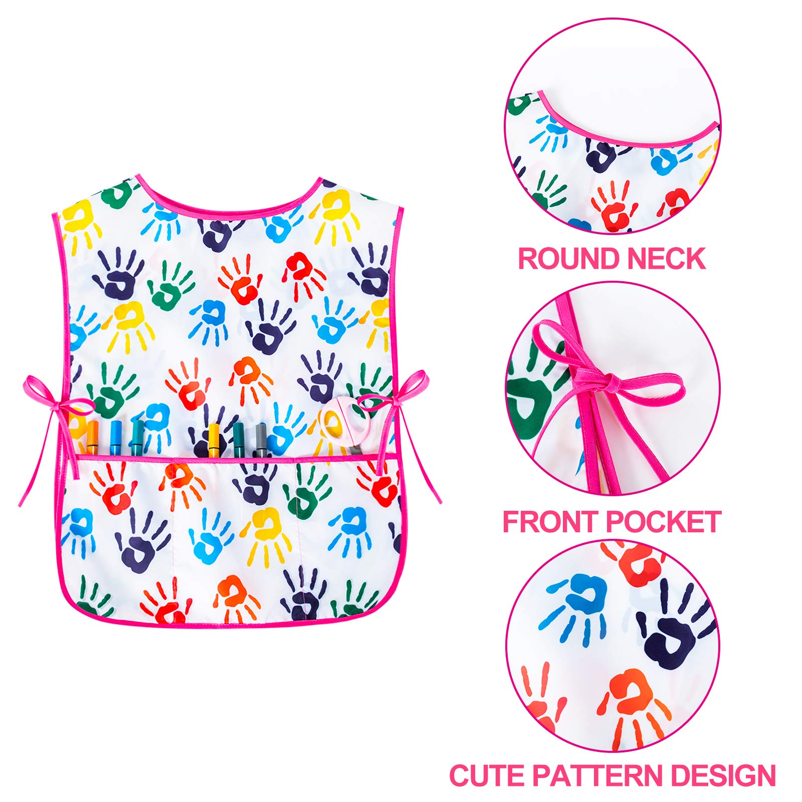 Fiodrimy Waterproof Art Smock for Toddlers and Kids – Sleeveless Painting Apron with Pockets, Ages 2-7