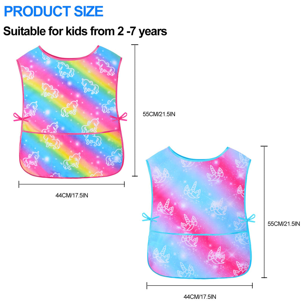 Fiodrimy Waterproof Art Smock for Toddlers and Kids – Sleeveless Painting Apron with Pockets, Ages 2-7