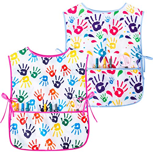 Fiodrimy Waterproof Art Smock for Toddlers and Kids – Sleeveless Painting Apron with Pockets, Ages 2-7