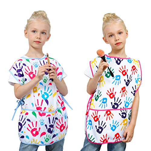 Fiodrimy Waterproof Art Smock for Toddlers and Kids – Sleeveless Painting Apron with Pockets, Ages 2-7