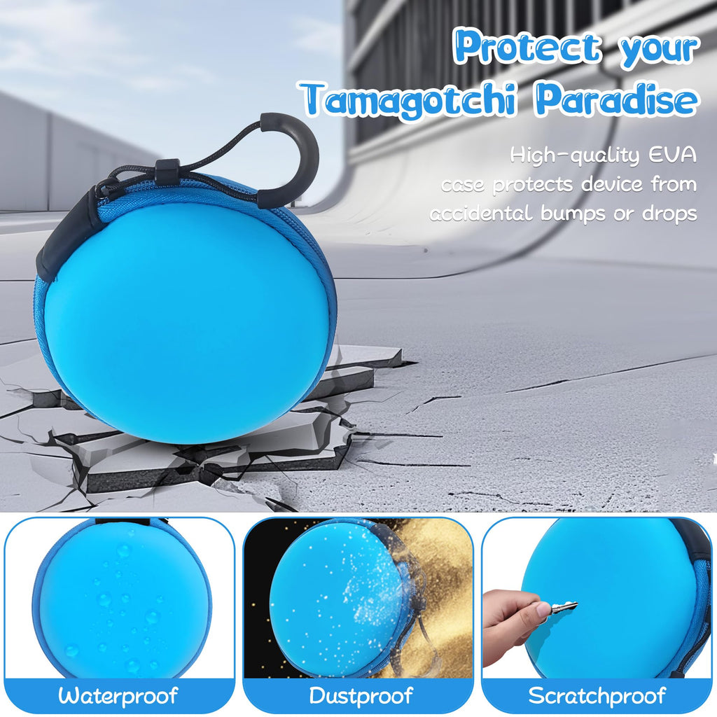 FIOPAZ Blue Hard EVA Carrying Case for Tamagotchi Paradise & NANO-MALS with Lanyard