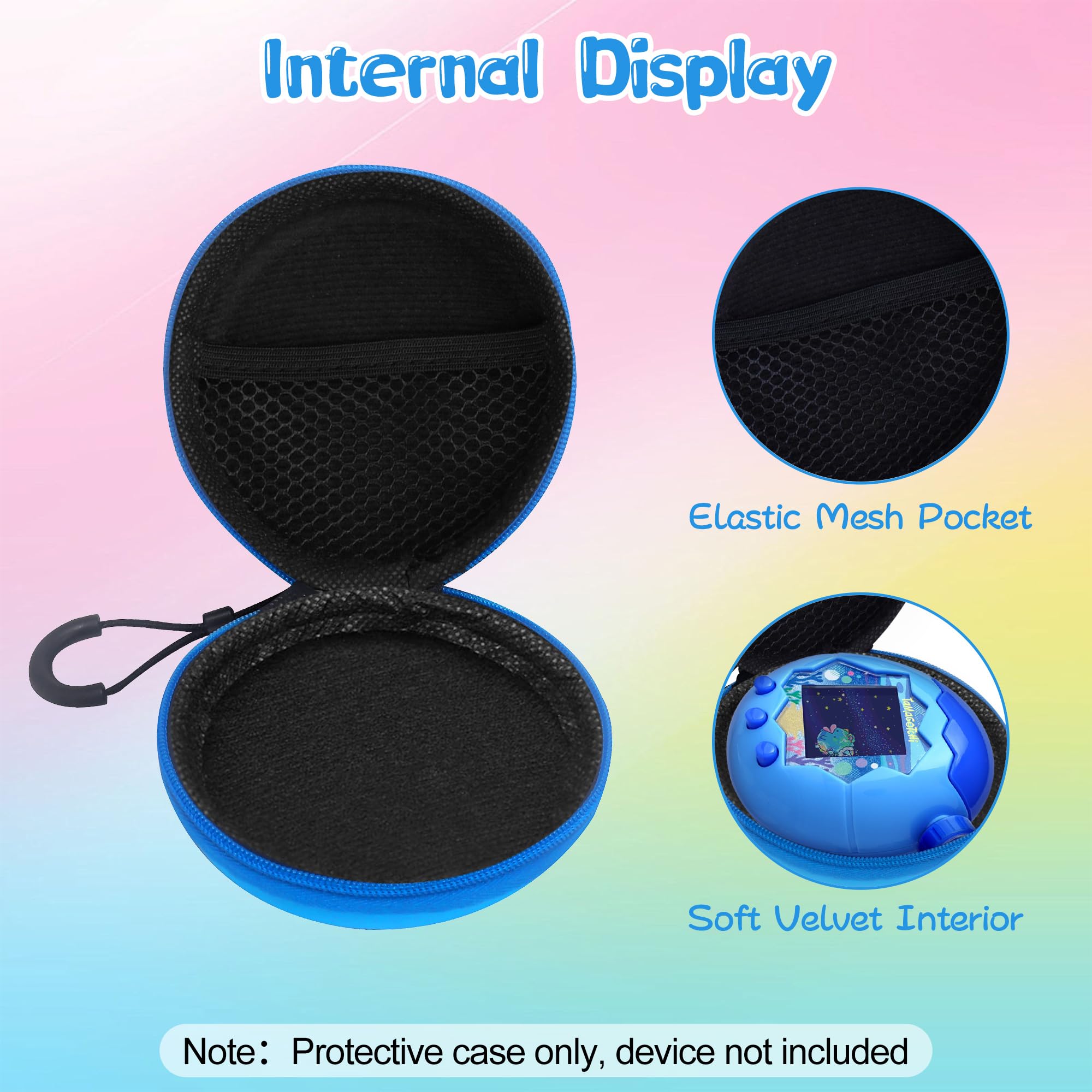 FIOPAZ Blue Hard EVA Carrying Case for Tamagotchi Paradise & NANO-MALS with Lanyard