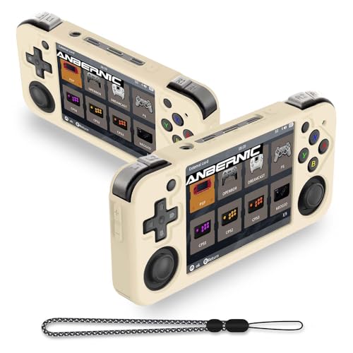 FIOPAZ Silicone Case for Anbernic RG35XX H – Off White Protective Skin with Lanyard
