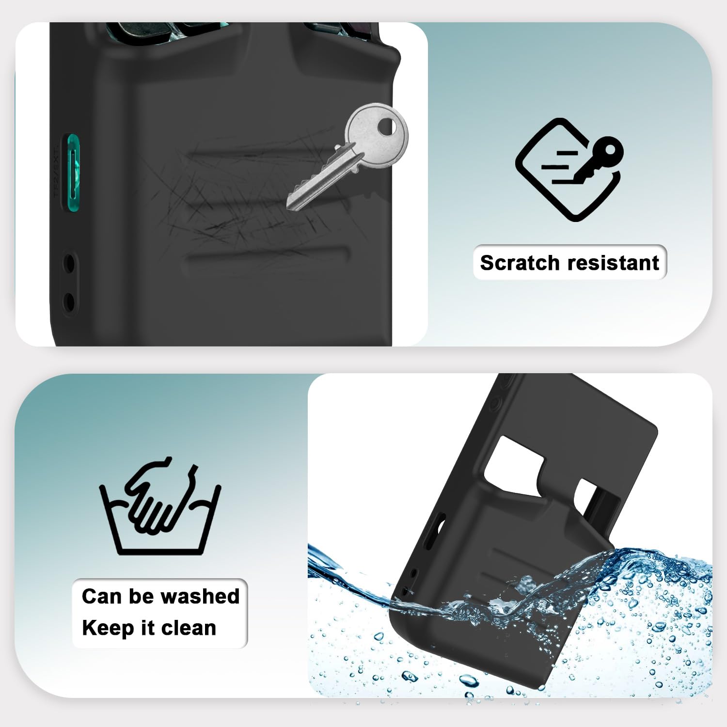 FIOPAZ Silicone Protective Case for Anbernic RG35XX Pro – Anti-Scratch, Washable Cover with Lanyard (Black)