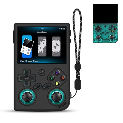 FIOPAZ Silicone Protective Case for Anbernic RG35XX Pro – Anti-Scratch, Washable Cover with Lanyard (Black)