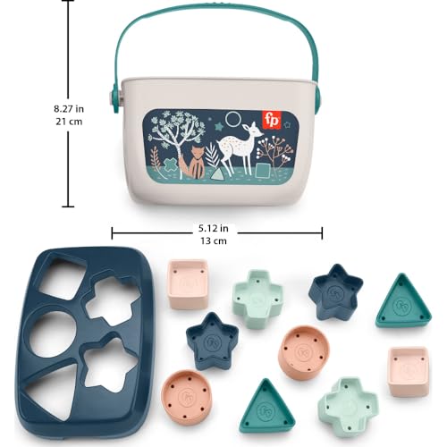 Fisher-Price Baby's First Blocks: 10-Piece Stacking and Sorting Set (Navy Fawn, Amazon Exclusive)