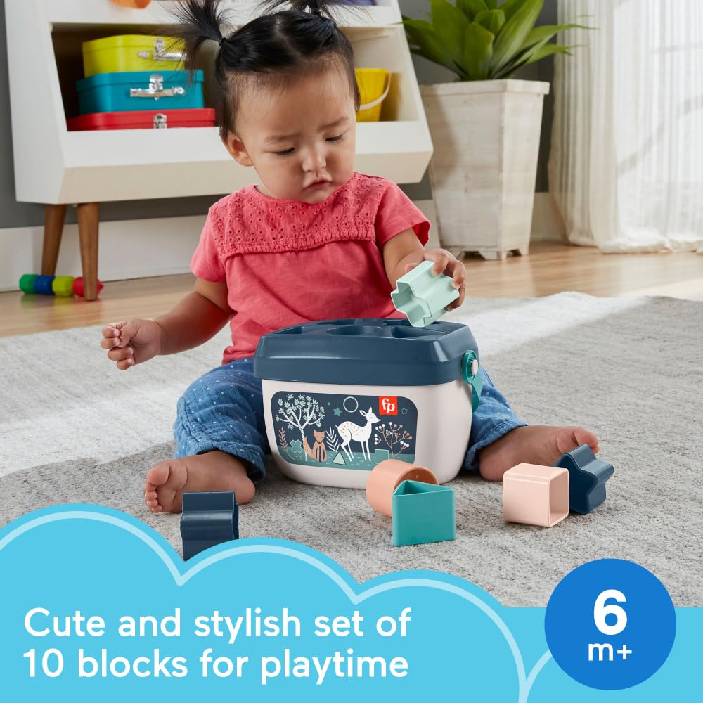 Fisher-Price Baby's First Blocks: 10-Piece Stacking and Sorting Set (Navy Fawn, Amazon Exclusive)