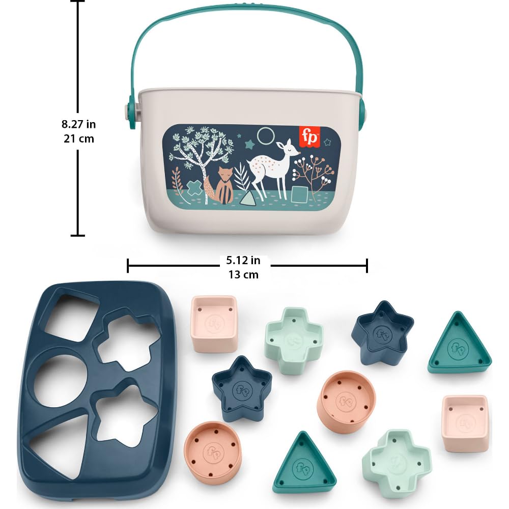 Fisher-Price Baby's First Blocks: 10-Piece Stacking and Sorting Set (Navy Fawn, Amazon Exclusive)