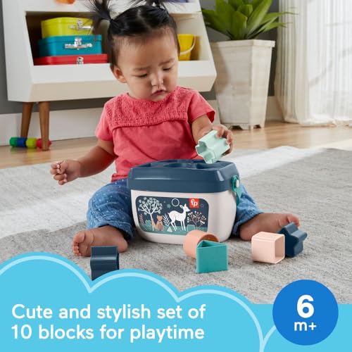 Fisher-Price Baby's First Blocks: 10-Piece Stacking and Sorting Set (Navy Fawn, Amazon Exclusive)