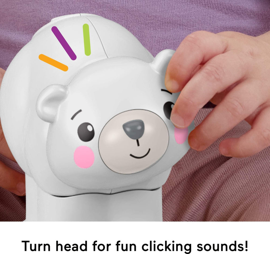 Fisher-Price Crawl-After Polar Bear: Press-and-Go Rolling Toy with Clicking Sounds and Soft Tail for Babies 9+ Months