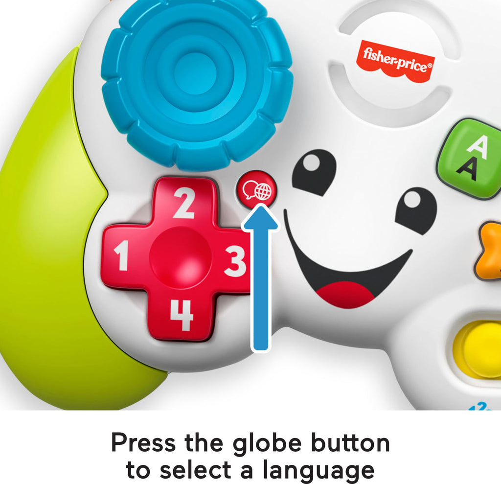 Fisher-Price Laugh & Learn Game & Learn Controller – Pretend Video Game Toy with Lights, Music & Multilingual Songs for Babies 6+ Months