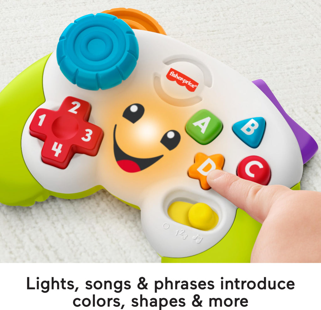 Fisher-Price Laugh & Learn Game & Learn Controller – Pretend Video Game Toy with Lights, Music & Multilingual Songs for Babies 6+ Months