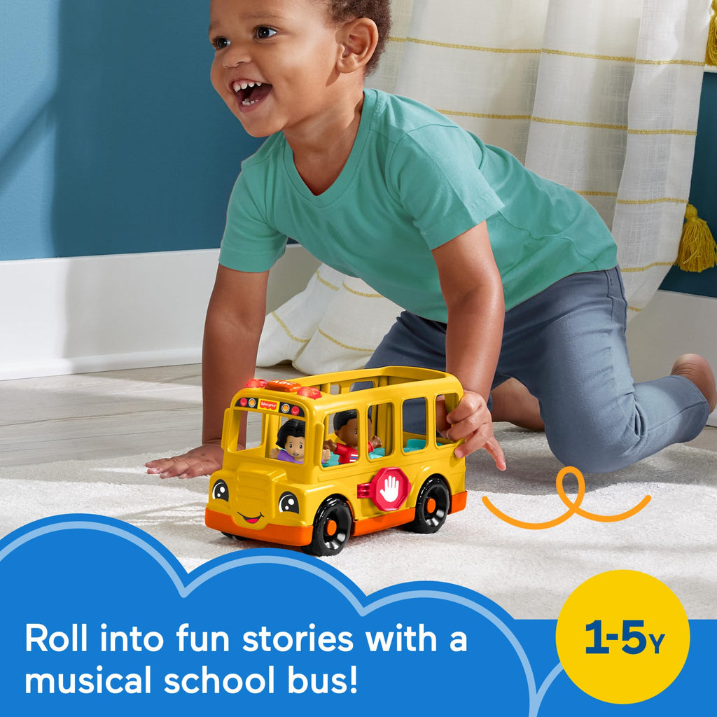 Fisher-Price Little People School Bus with Lights, Music, and 2 Figures for Ages 1-5
