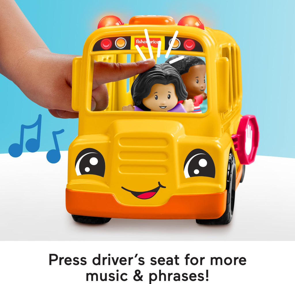 Fisher-Price Little People School Bus with Lights, Music, and 2 Figures for Ages 1-5
