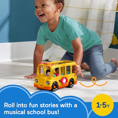 Fisher-Price Little People School Bus with Lights, Music, and 2 Figures for Ages 1-5