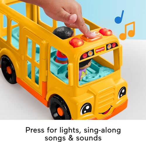 Fisher-Price Little People School Bus with Lights, Music, and 2 Figures for Ages 1-5