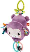 Fisher-Price Sing & Go Purple Monkey Stroller Toy with Crinkle & Clackers for Newborns