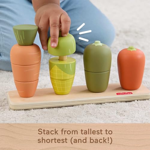 Fisher-Price Wood Toddler Veggie Stacker – Tiny Garden Sorting Toy for Ages 18+ Months (Amazon Exclusive)