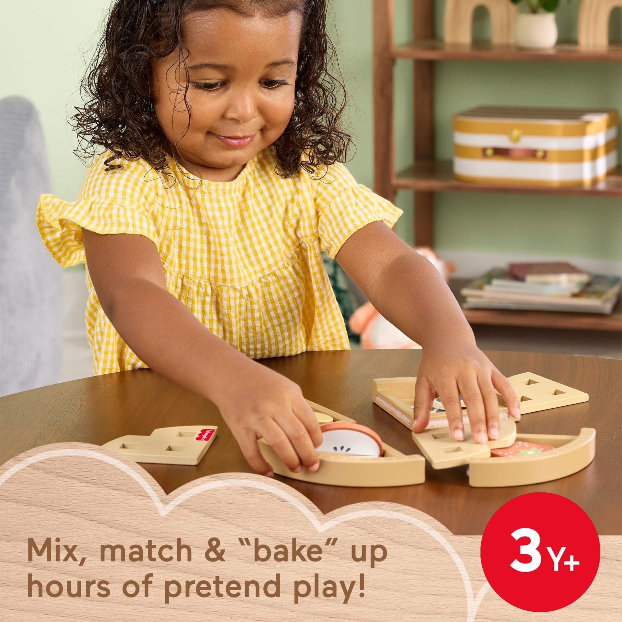 Fisher-Price Wooden Fruit Pie Pretend Play Set – 16-Piece FSC-Certified Wood Toy for Kids Ages 3+