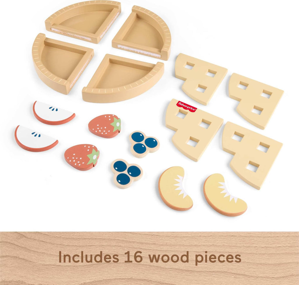 Fisher-Price Wooden Fruit Pie Pretend Play Set – 16-Piece FSC-Certified Wood Toy for Kids Ages 3+