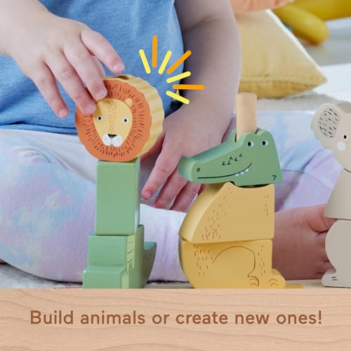 Fisher-Price Wooden Stack & Sort Animals - 10-Piece Toddler Toy, FSC-Certified, Ages 1+