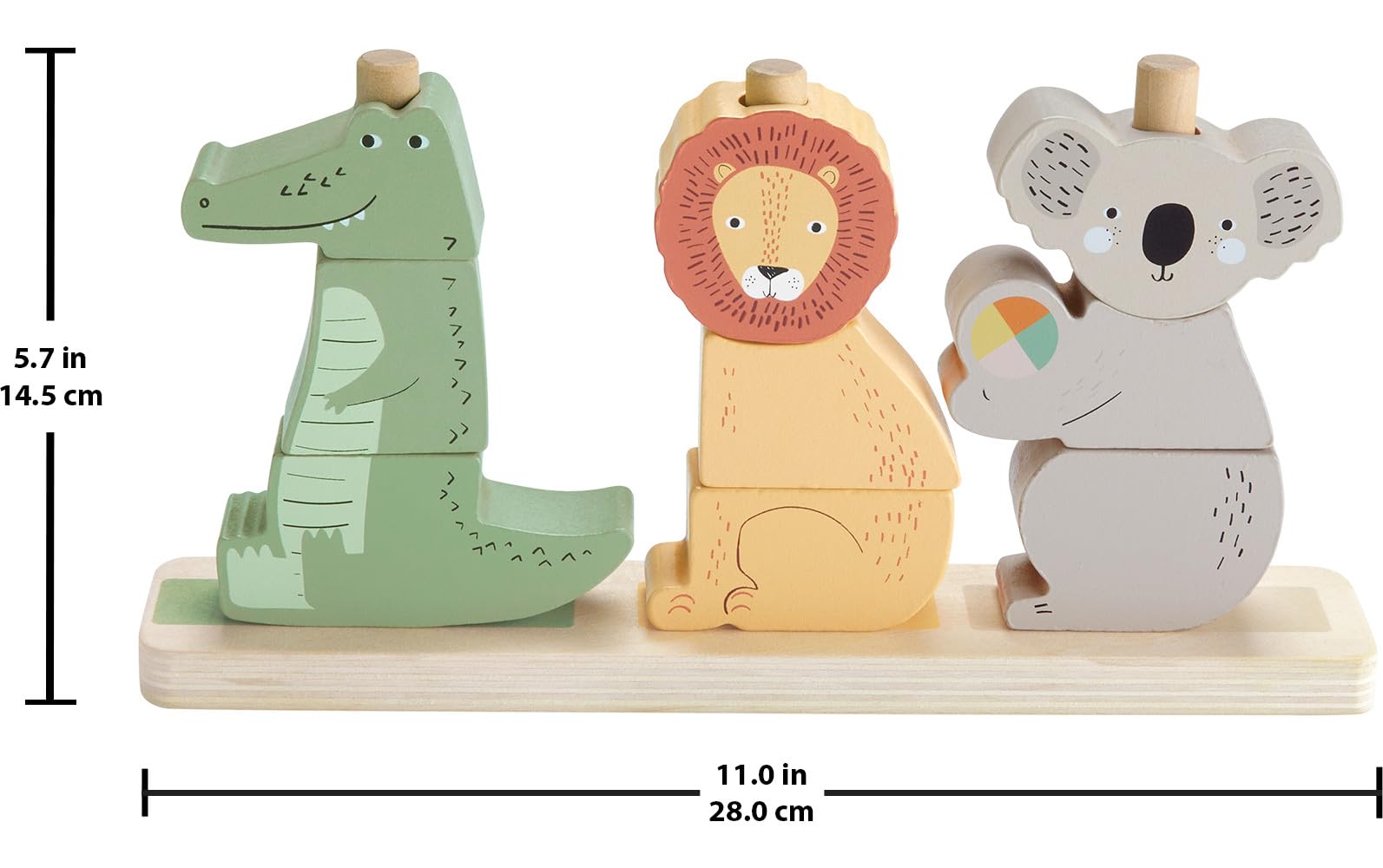 Fisher-Price Wooden Stack & Sort Animals - 10-Piece Toddler Toy, FSC-Certified, Ages 1+