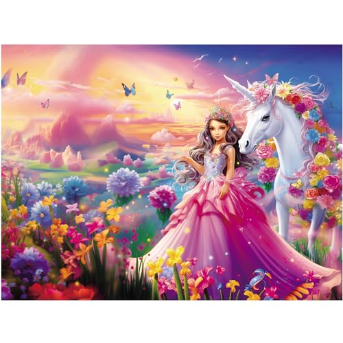 Fishwisdom 100-Piece Princess & Unicorn Jigsaw Puzzle for Kids Ages 4-8 – Eco-Friendly, 15.7x11.8 Inch